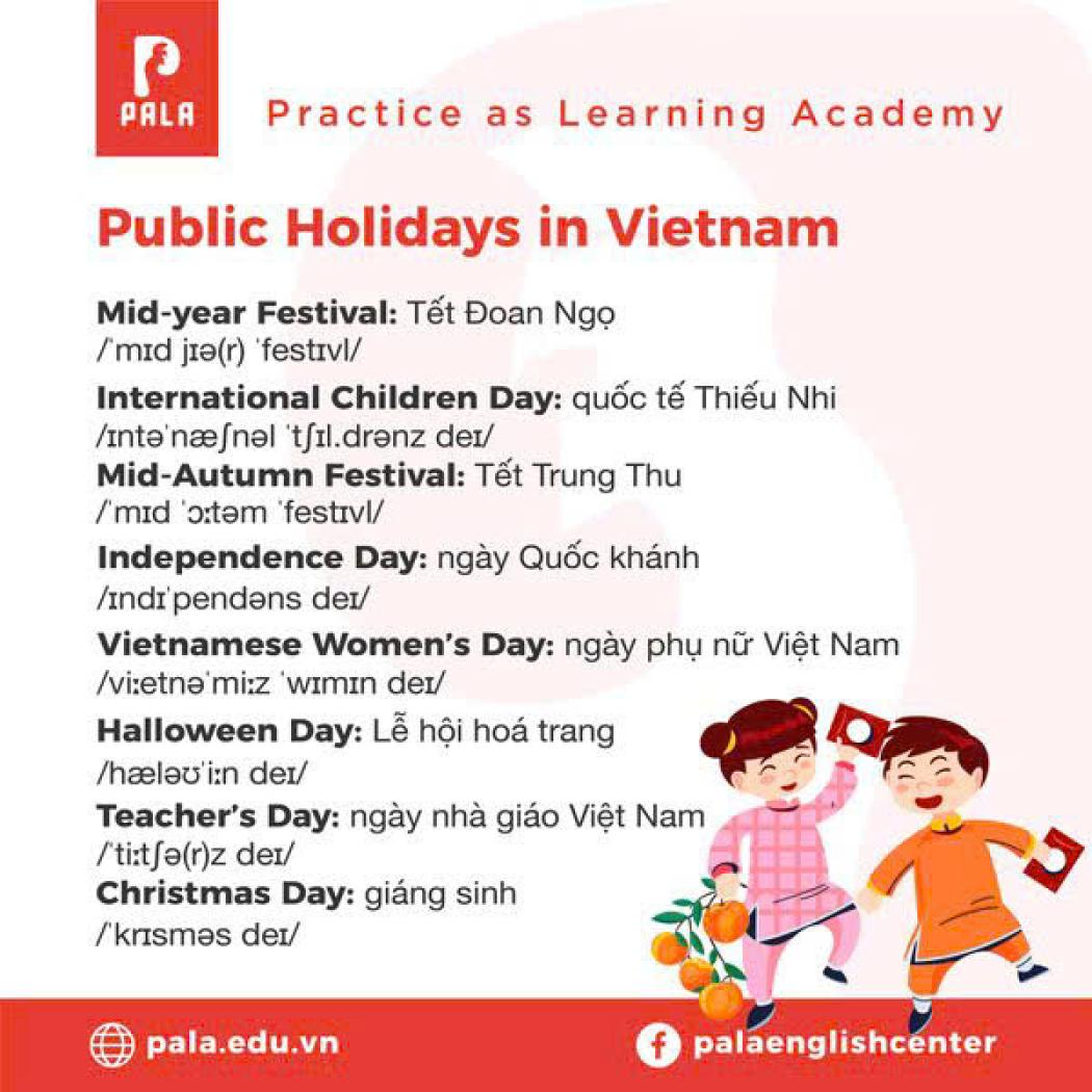 Các ngày lễ trong năm ở Việt Nam | Vocabulary of Public Holidays